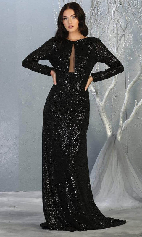 Sequin Embellished Long Sleeves Dress - May Queen RQ7795