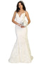 Embroidered Deep V-neck Trumpet Dress - May Queen RQ7811