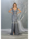 Glitter Plunging V-Neck Dress with Slit - May Queen RQ7812