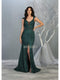 Glitter Plunging V-Neck Dress with Slit - May Queen RQ7812