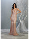 Glitter Plunging V-Neck Dress with Slit - May Queen RQ7812