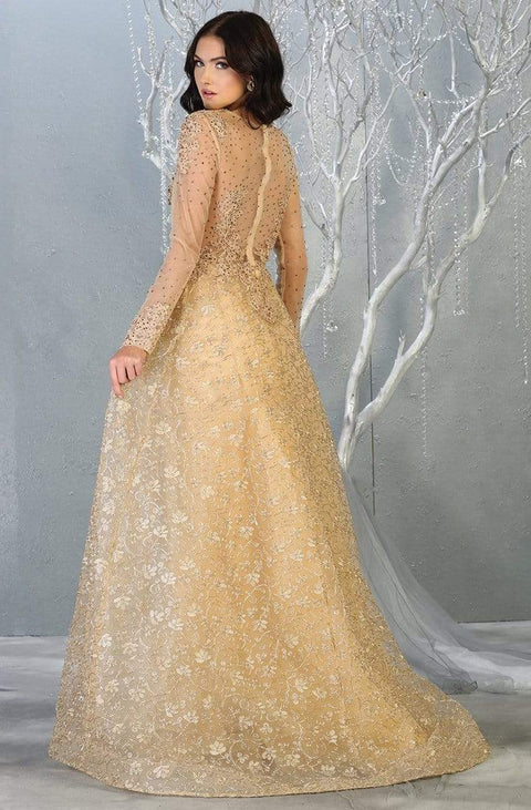 Embellished Jewel Neck Dress With Overskirt - May Queen RQ7824