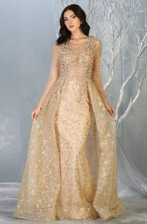 Embellished Jewel Neck Dress With Overskirt - May Queen RQ7824