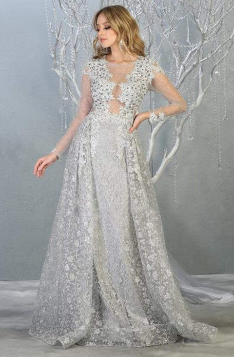 Embellished Jewel Neck Dress With Overskirt - May Queen RQ7824