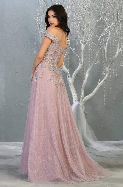 Floral Appliqued A-Line Dress - May Queen RQ7850