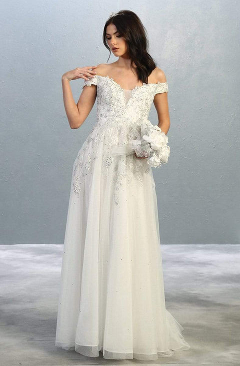 Floral Appliqued A-Line Dress - May Queen RQ7850
