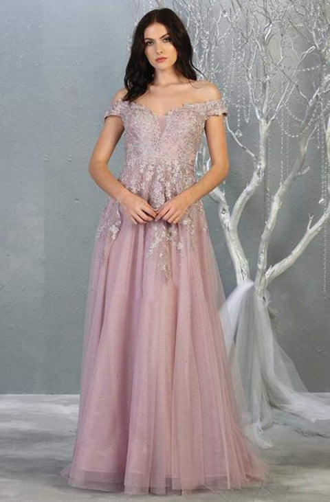 Floral Appliqued A-Line Dress - May Queen RQ7850