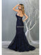 Lace Appliqued V-Neck Trumpet Dress - May Queen RQ7865