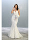 Lace Appliqued V-Neck Trumpet Dress - May Queen RQ7865