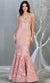 Lace Appliqued V-Neck Trumpet Dress - May Queen RQ7865
