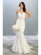 Lace Appliqued V-Neck Trumpet Dress - May Queen RQ7865