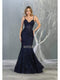 Lace Appliqued V-Neck Trumpet Dress - May Queen RQ7865