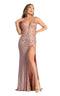 Floral And Glittered Plunging V Neck Evening Gown - May Queen RQ7884