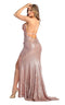 Floral And Glittered Plunging V Neck Evening Gown - May Queen RQ7884