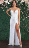 Floral And Glittered Plunging V Neck Evening Gown - May Queen RQ7884