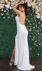 Floral And Glittered Plunging V Neck Evening Gown - May Queen RQ7884