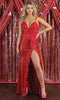 Floral And Glittered Plunging V Neck Evening Gown - May Queen RQ7884