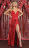 Floral And Glittered Plunging V Neck Evening Gown - May Queen RQ7884