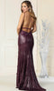 Floral And Glittered Plunging V Neck Evening Gown - May Queen RQ7884