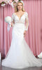 Long sleeves Deep V-neck Wedding Gown - May Queen RQ7892