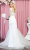 Long sleeves Deep V-neck Wedding Gown - May Queen RQ7892