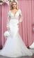 Long sleeves Deep V-neck Wedding Gown - May Queen RQ7892