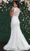 Feathered Straps Laced V Neck Trumpet Dress - May Queen RQ7893