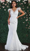 Feathered Straps Laced V Neck Trumpet Dress - May Queen RQ7893