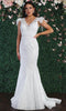 Feathered Straps Laced V Neck Trumpet Dress - May Queen RQ7893