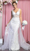 Sleeveless V-neck Wedding Gown - May Queen RQ7904