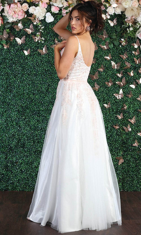 Sleeveless Plunging Neckline A Line Gown - May Queen RQ7908