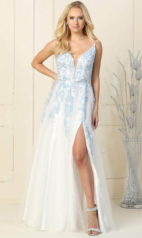 Sleeveless Plunging Neckline A Line Gown - May Queen RQ7908