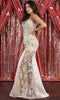 Sheer Side Floral Laced Trumpet Dress - May Queen RQ7918