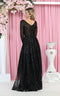 Ornated Sheer Bodice Long Sleeve A Line Dress - May Queen RQ7920