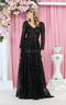 Ornated Sheer Bodice Long Sleeve A Line Dress - May Queen RQ7920