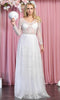 Ornated Sheer Bodice Long Sleeve A Line Dress - May Queen RQ7920