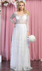 Ornated Sheer Bodice Long Sleeve A Line Dress - May Queen RQ7920