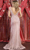 Feathered Sleeve Long Dress with V-Neckline - May Queen RQ7925