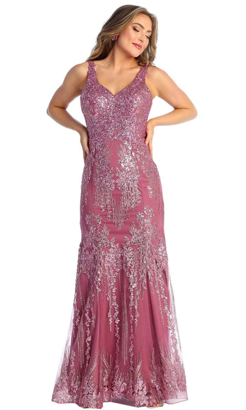 Sequined Cut-out Evening Dress - May Queen RQ7941