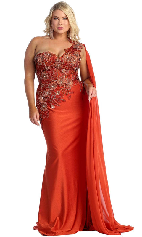 Asymmetric Cape Sleeve Evening Dress - May Queen RQ7943