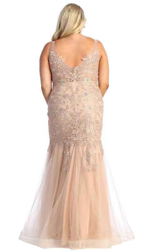 Embroidered Trumpet Evening Dress - May Queen RQ7947