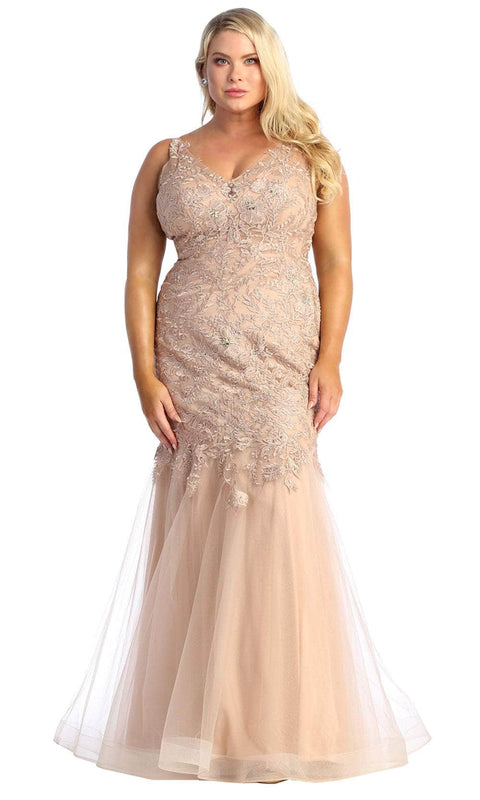 Embroidered Trumpet Evening Dress - May Queen RQ7947