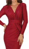 Ruched Sheath Evening Dress with Deep V-neckline - May Queen MQ1530