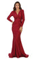 Ruched Sheath Evening Dress with Deep V-neckline - May Queen MQ1530