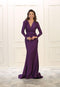 Ruched Sheath Evening Dress with Deep V-neckline - May Queen MQ1530