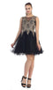 Sleeveless Ornate Lace Illusion Cocktail Dress - May Queen