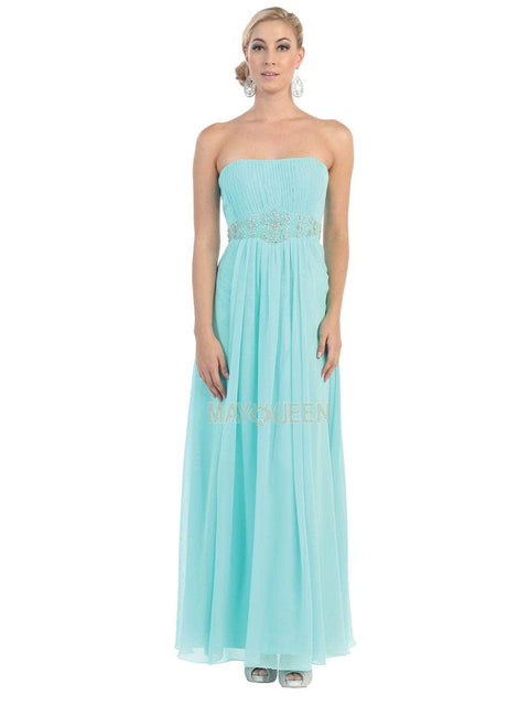 Strapless Shirred Sweetheart Chiffon Evening Dress - May Queen