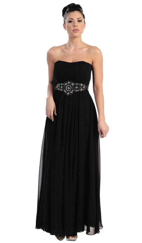Strapless Shirred Sweetheart Chiffon Evening Dress - May Queen