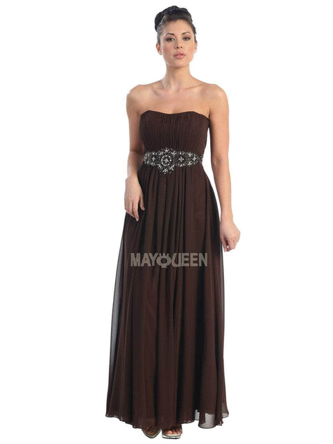 Strapless Shirred Sweetheart Chiffon Evening Dress - May Queen