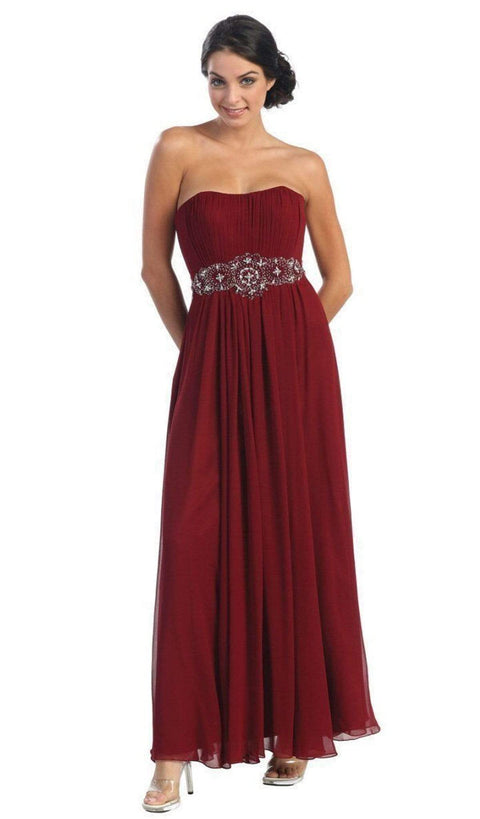Strapless Shirred Sweetheart Chiffon Evening Dress - May Queen